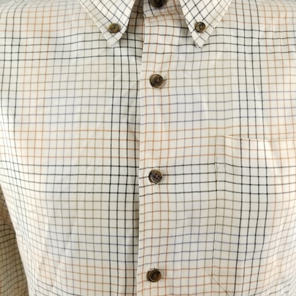 ORVIS Long Sleeve Tan Plaid Silk Wool Sz Large - Picture 2 of 8